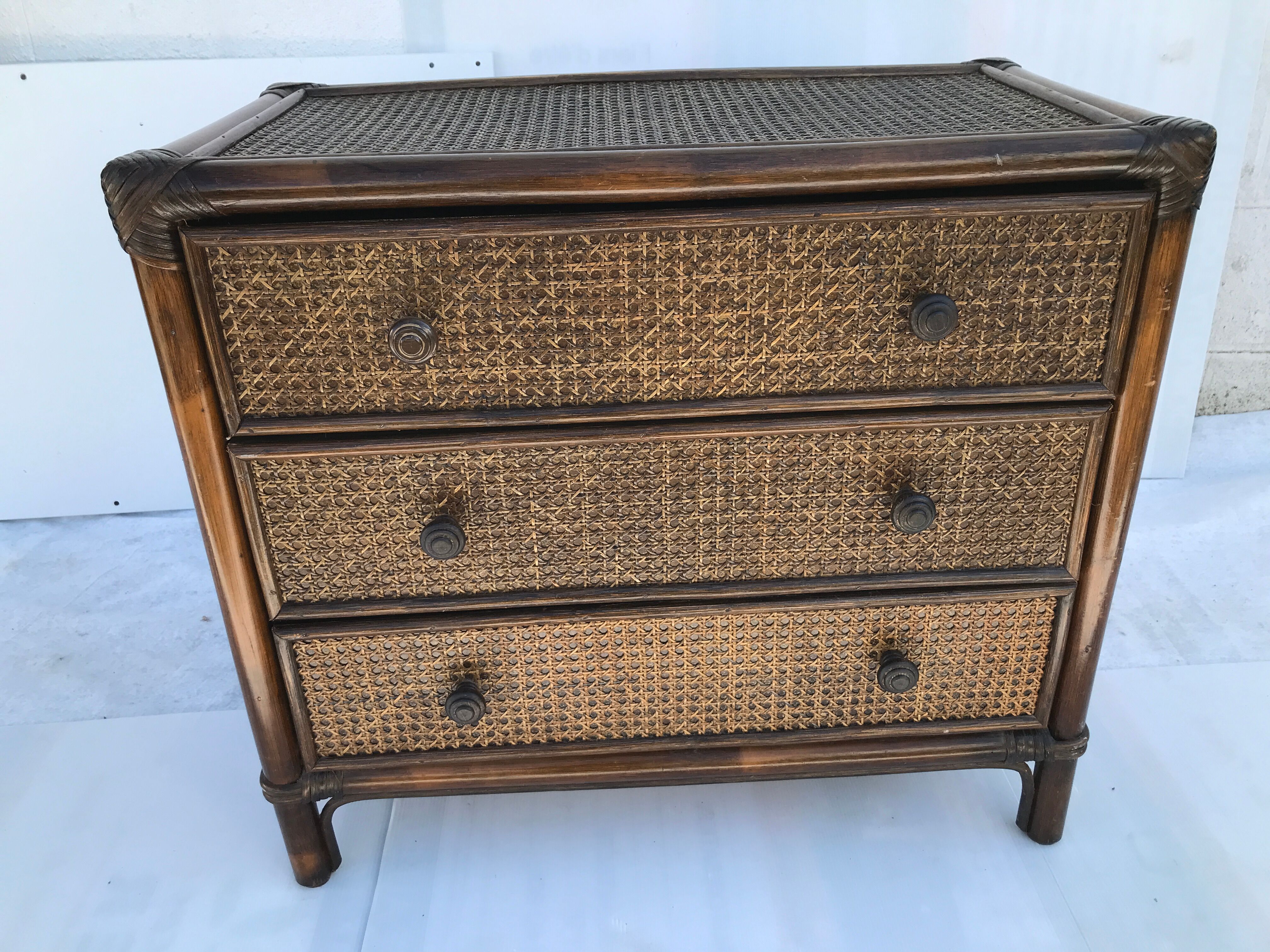 Rattan chest of drawers and canning 60s-70s