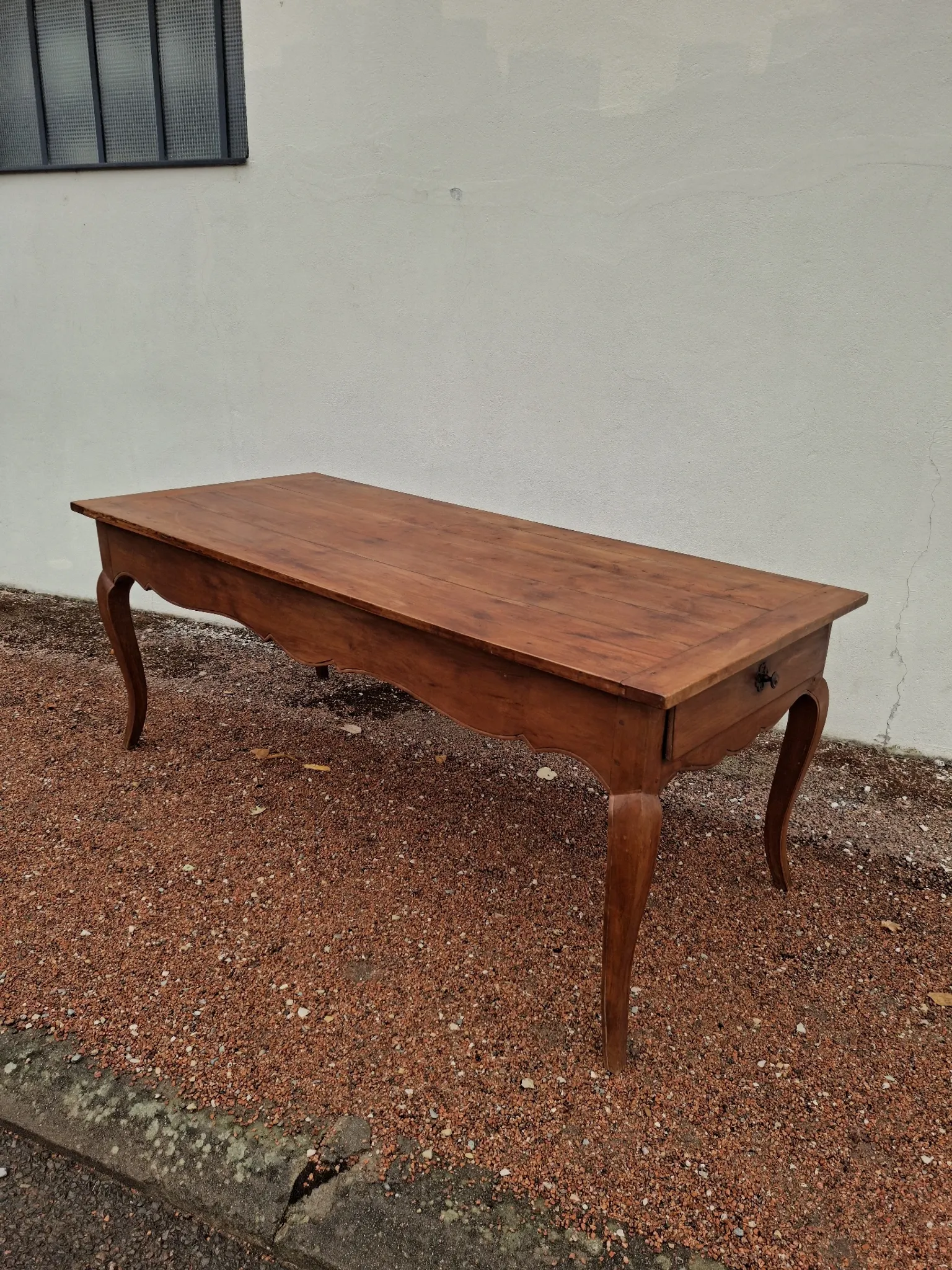 Rustic Louis XV farmhouse table in cherry wood, 1900s.