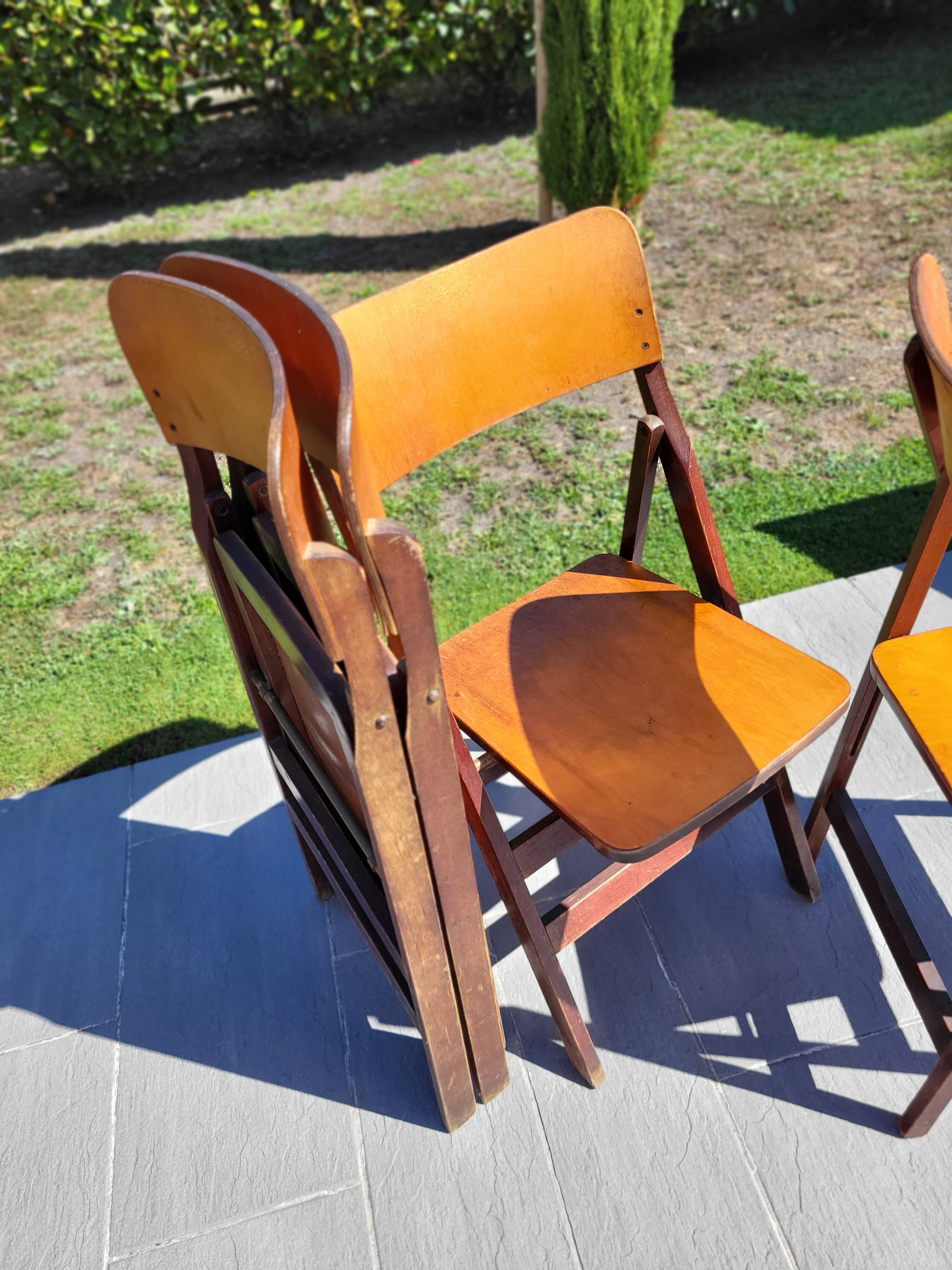Set of 4 Baumann wooden chairs