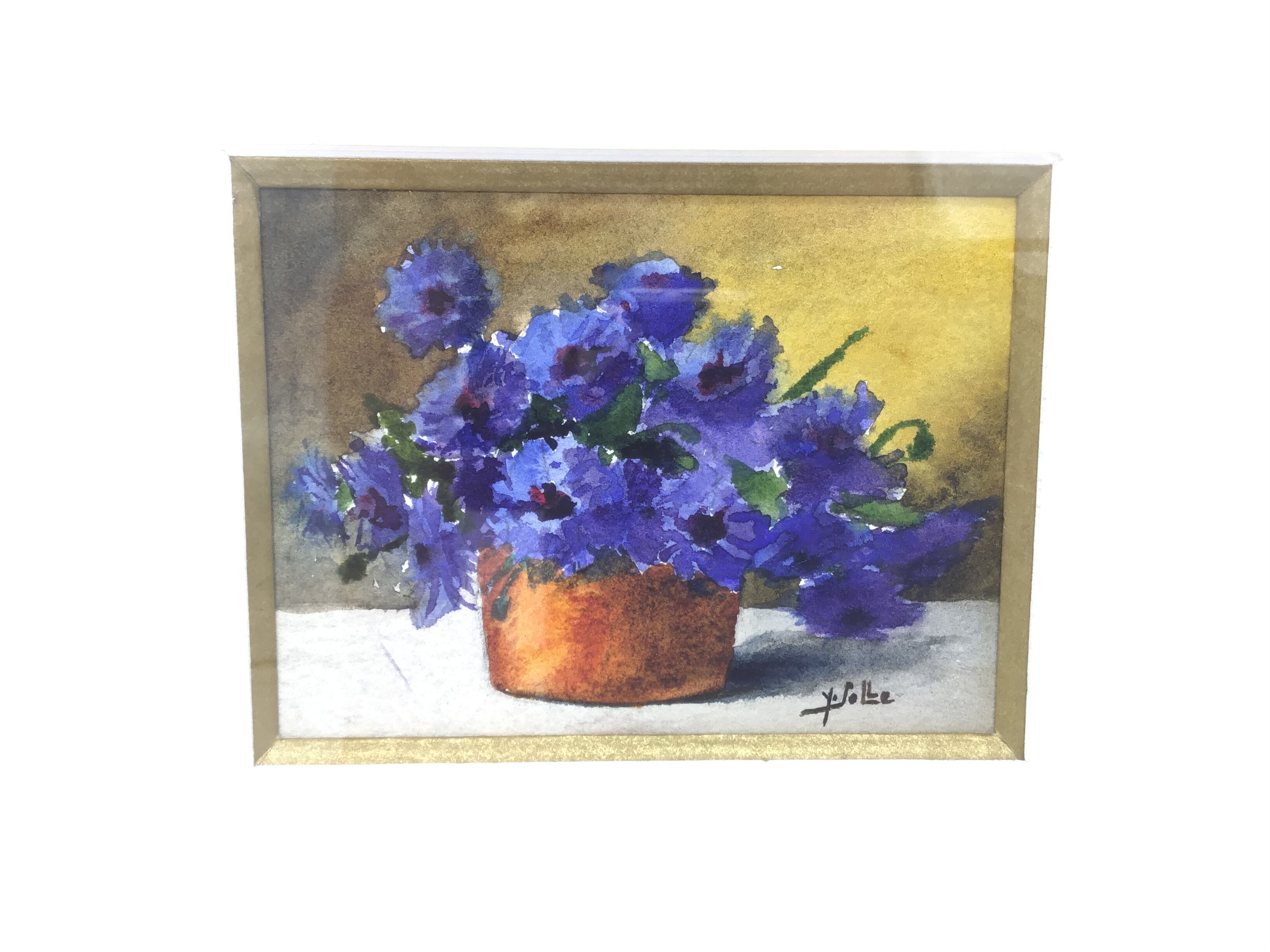 Ancient painting, still life with flowers, signed, 80s