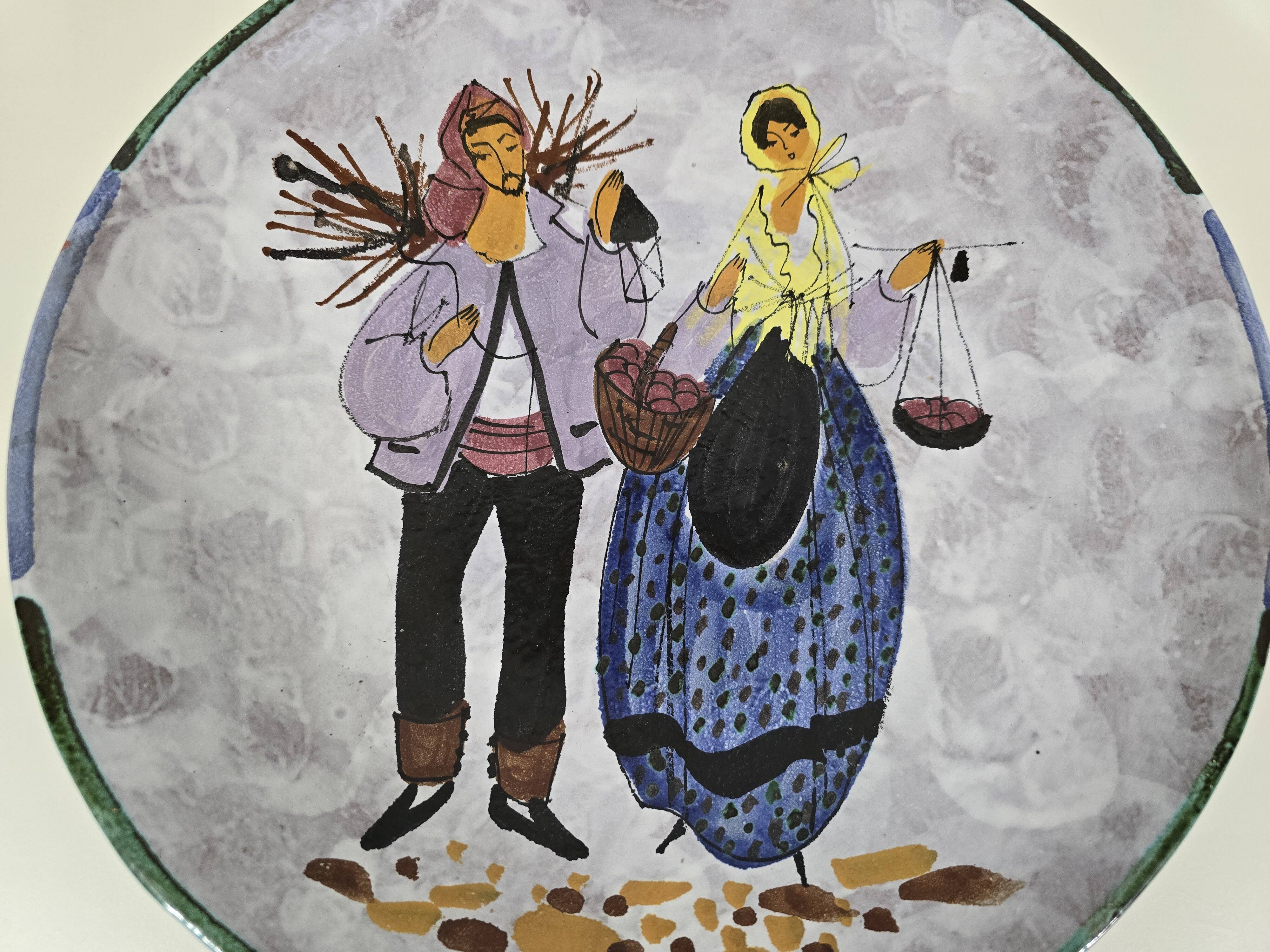 Large enamelled ceramic dish le brescon in vallauris 1970