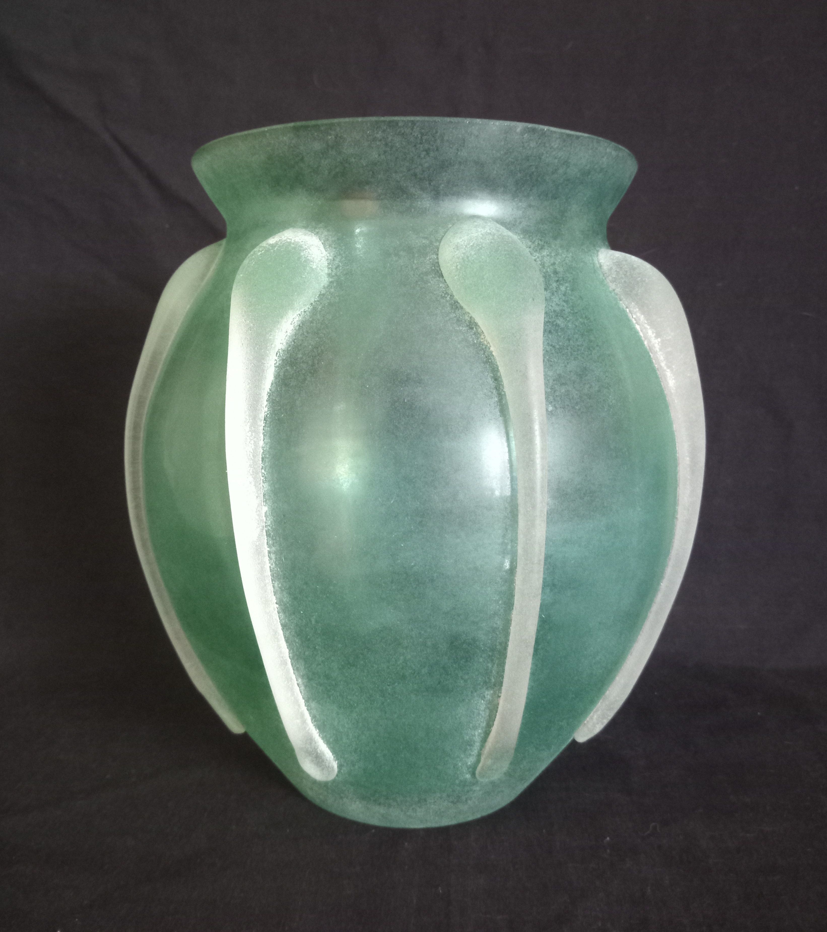 Vase in mint green glass paste, very decorative