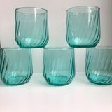 Set of 5 water green water glasses 50s