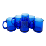 Set of 6 vintage cobalt blue glass coffee cups/mugs
