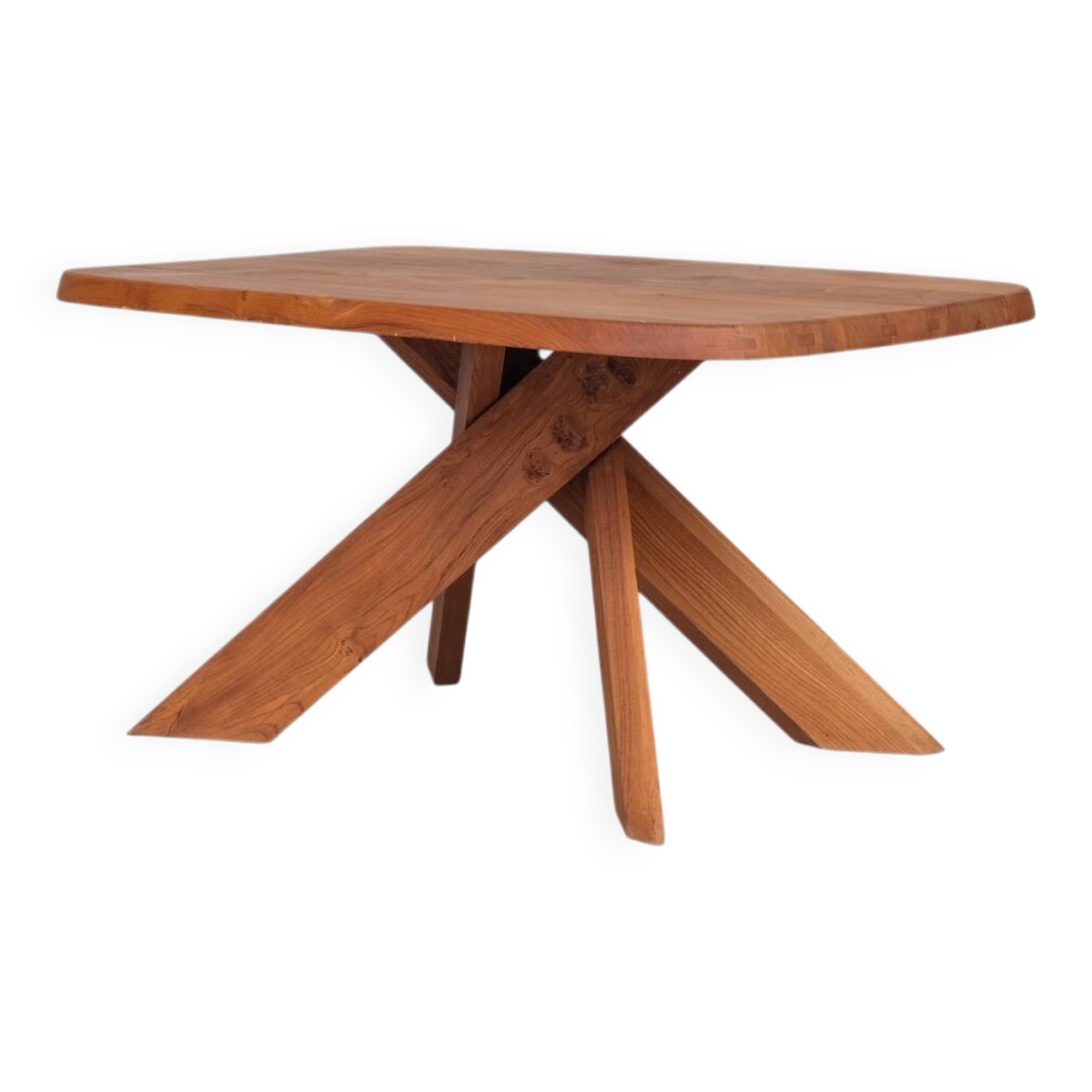 Original Pierre Chapo 'Aban' T35B French Mid-Century Elm Dining Table