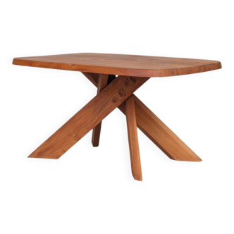 Original Pierre Chapo 'Aban' T35B French Mid-Century Elm Dining Table