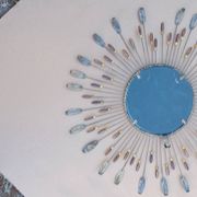 Sun mirror in line vautrin style with metal and coloured plastic beads