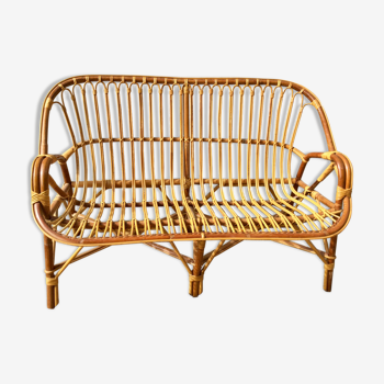 Rattan bench 60s