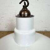 Industrial White Enamel Factory Pendant Lamp from Quadrangle Mfg. Co.,1960s