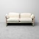 Vintage 2-seater sofa in beige and brown fabric, 1970s modernist