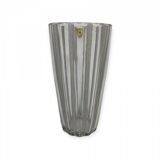 Vase with 12 vertical ribs in frosted glass, Verrerie de Fains, 1950s