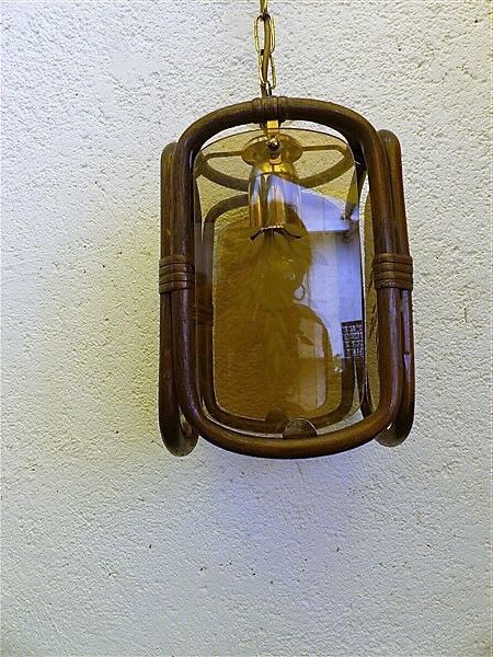 Vintage rattan hanging lamp 60