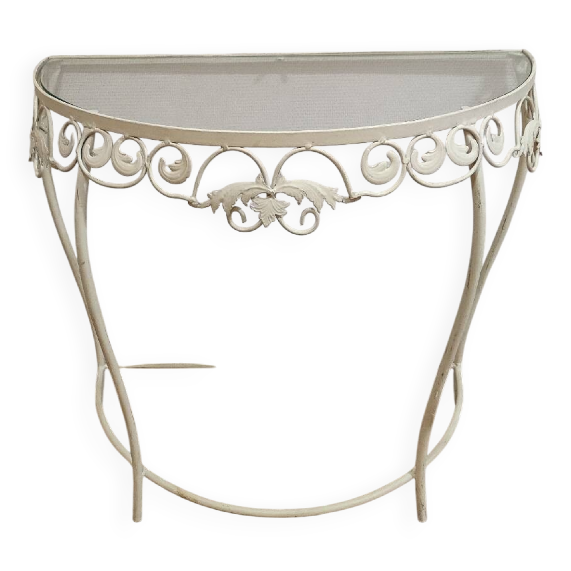 Wrought iron half-moon console