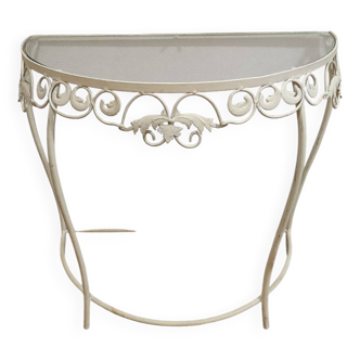 Wrought iron half-moon console
