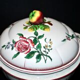 Antique hand-painted earthenware tureen from Vieux Strasbourg Sarreguemines