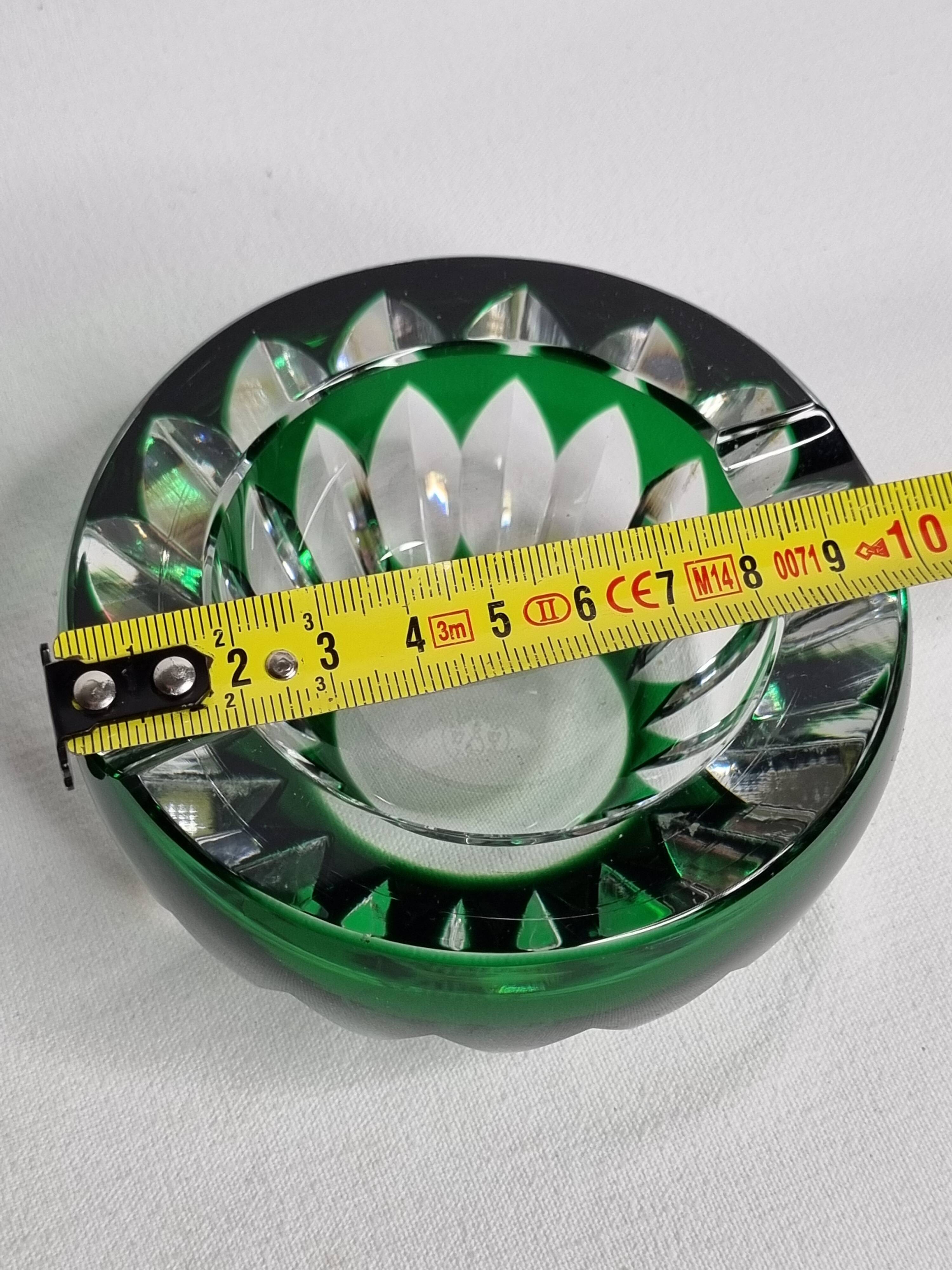 Baccarat green cut crystal ashtray, France, 20th century