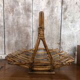 Old rattan picking basket vintage wood garden