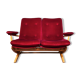 2-seater red velvet sofa end of 1970