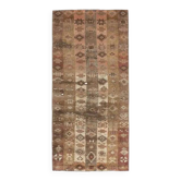 Vintage Turkish Hand-Knotted Wool Cotton Brown Runner 94x203