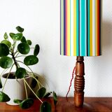 Vintage turned wood lamp and custom shade