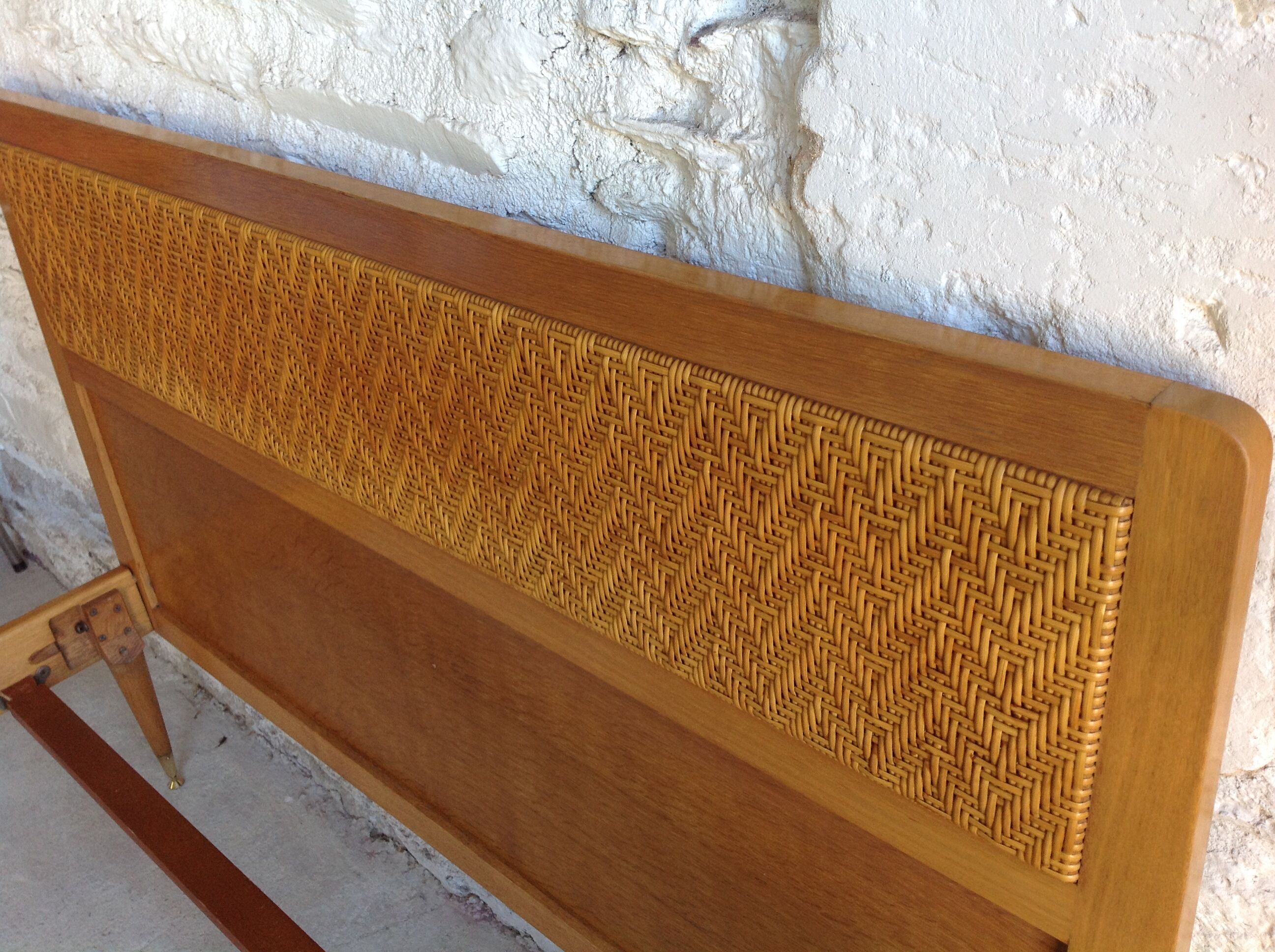 Vintage rattan wood bed