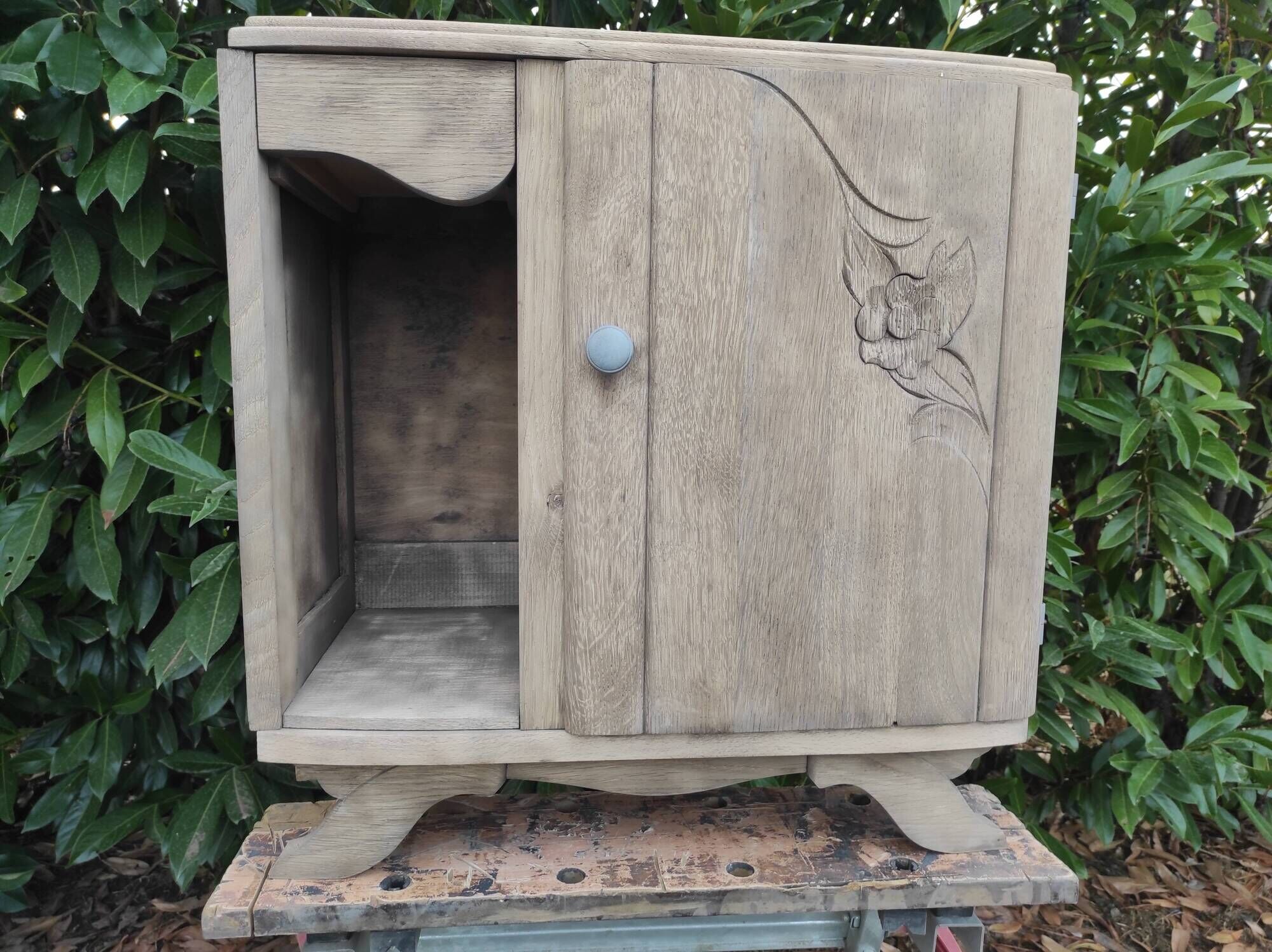 Small auxiliary sandblasted piece of furniture