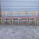 Set de 6 chaises en bois brut