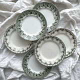 6 mismatched ironstone flat plates Murier Violetta