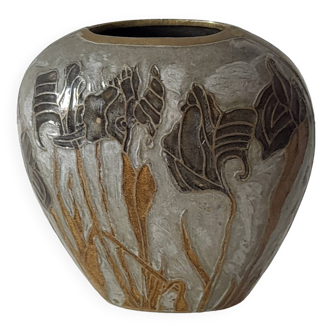 Vase en métal émaillé style Art Déco
