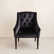 set of 8 upholstered dining chairs in black velvet