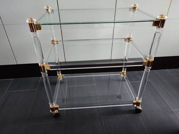 Desserte en plexiglas et laiton