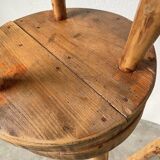 Set of three high tripod farmhouse stools