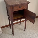 Antique bedside table in wood and marble