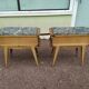 Set of 2 black white marble wood bedside tables with compass legs