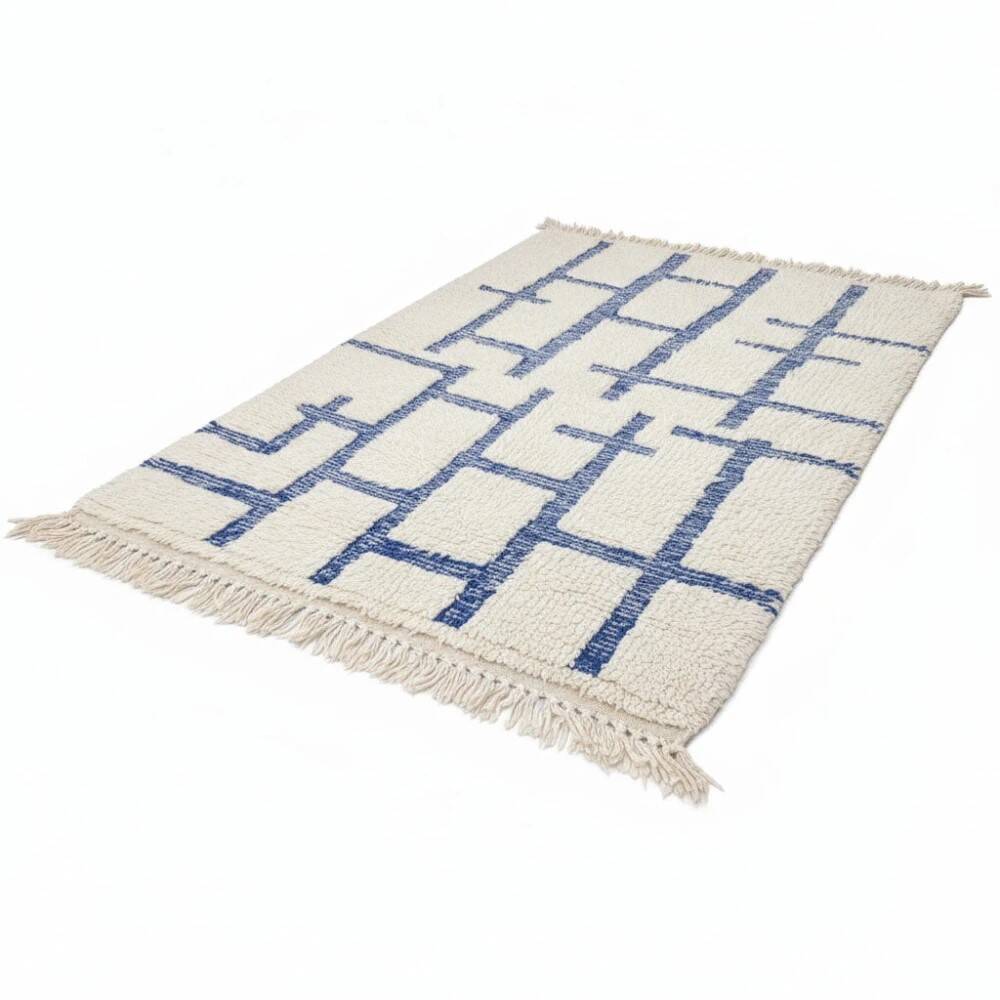 Graphic blue Moroccan rug