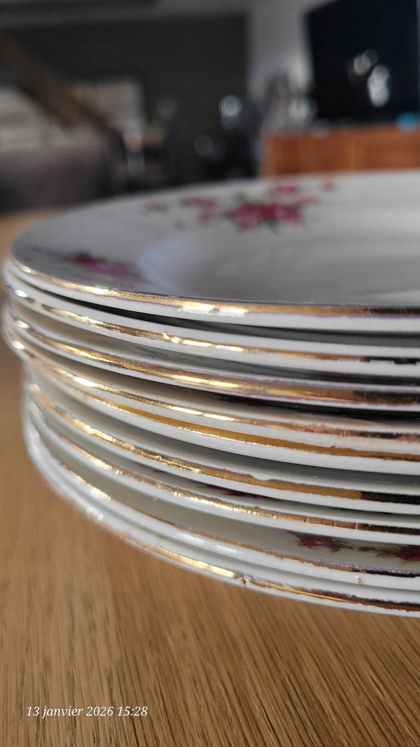 9 antique dessert plates