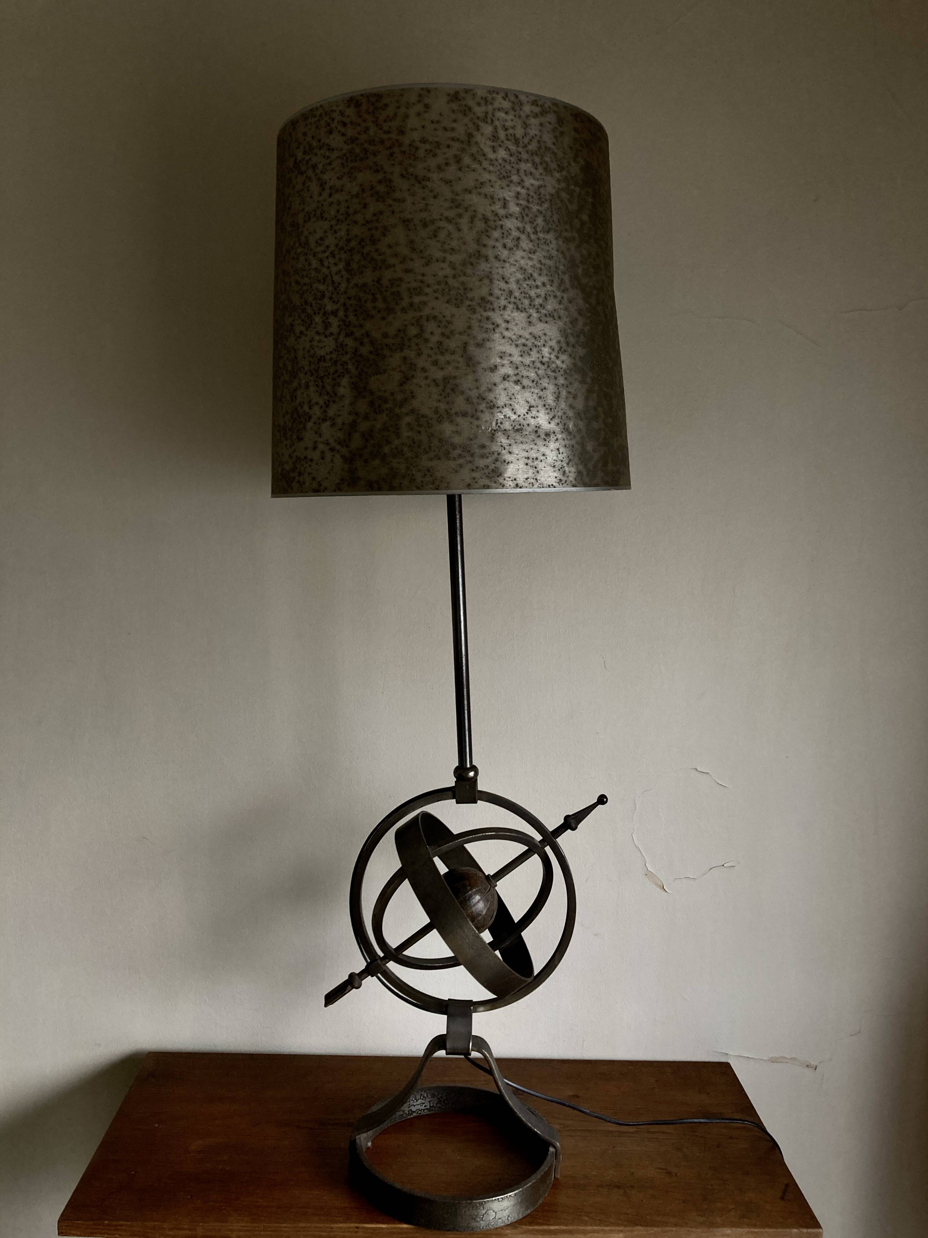 XXXL lamp 1960 neo-classical brutalist Astrolabe in iron by JP Ryckaert