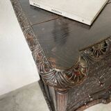 Commode XIXème pin noirci sculpté