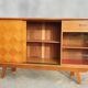Sideboard 1960 diamond marquetry and showcase 180x45