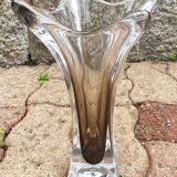 Smoky crystal designer vase, Murano Sommerso style, vintage, 1970s