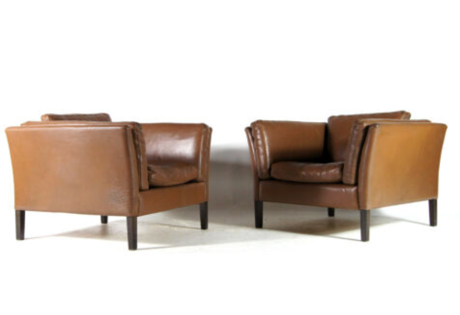 Vintage chair in teak and Danish retro leather 60s 70s