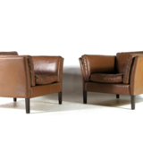 Vintage chair in teak and Danish retro leather 60s 70s