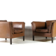 Vintage chair in teak and Danish retro leather 60s 70s