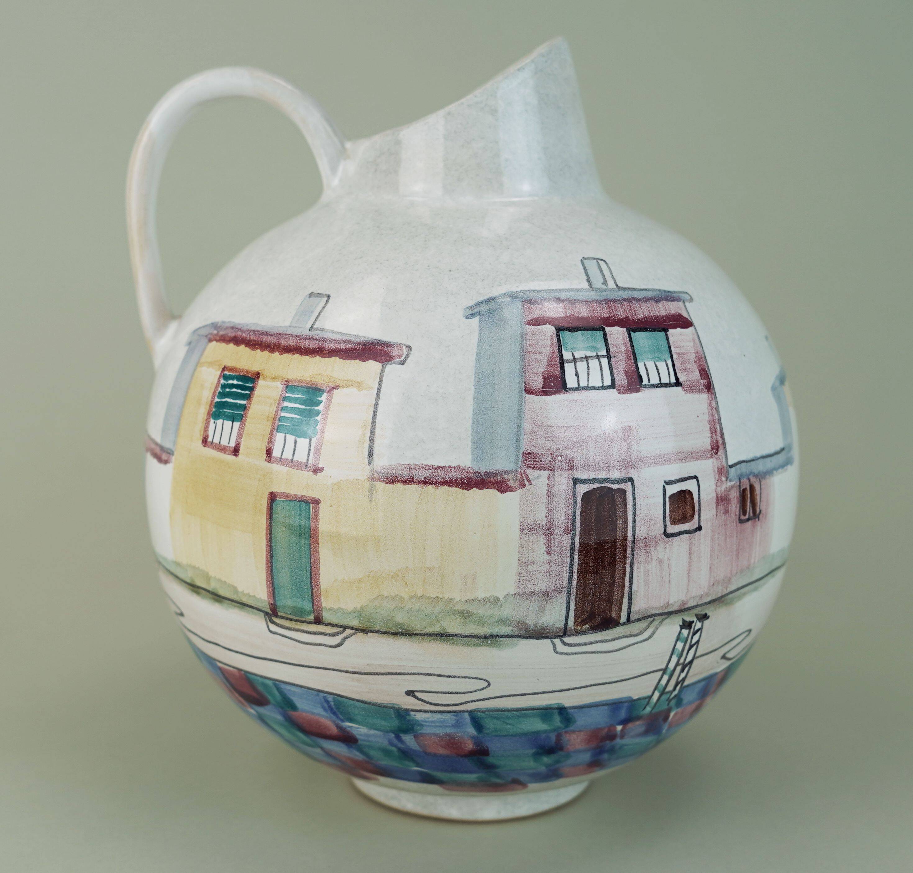 very beautiful mid century VASE by jawe hand-painted decor 'capri' 1950s