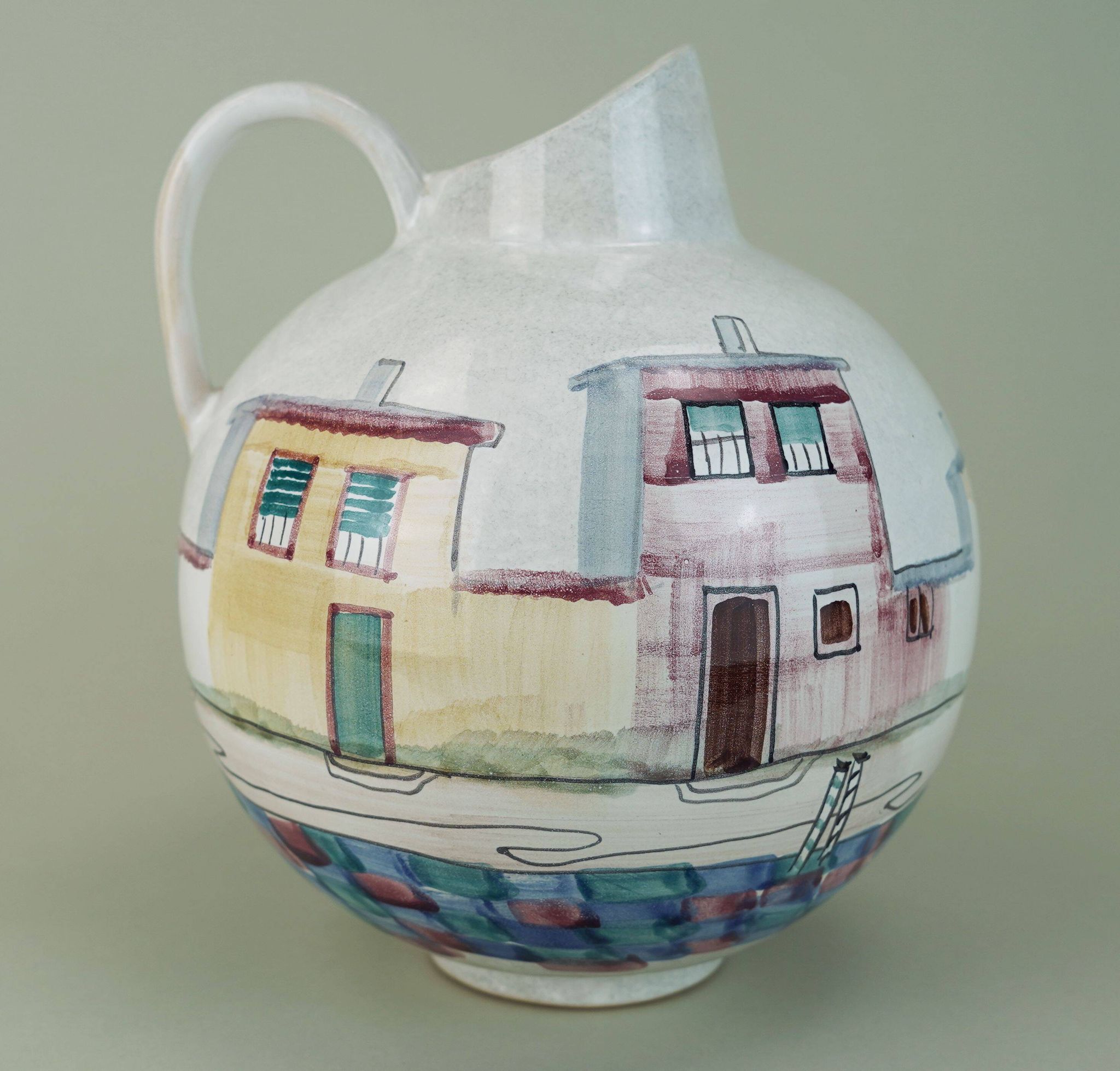 very beautiful mid century VASE by jawe hand-painted decor 'capri' 1950s