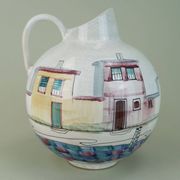 very beautiful mid century VASE by jawe hand-painted decor 'capri' 1950s