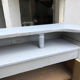 Grey lacquered wooden bar cabinet, golden brass bar