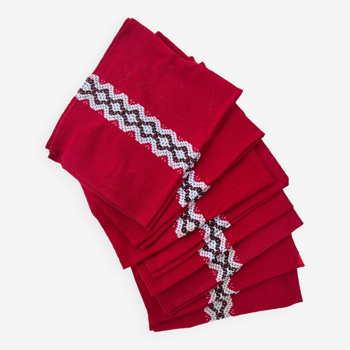 Lot 8 serviettes rouge linge basque