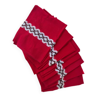 Lot 8 serviettes rouge linge basque