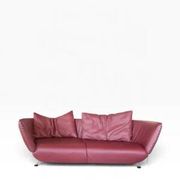 de Sede DS-102 red leather sofa with 3 stools
